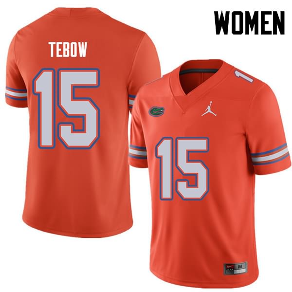 Women's NCAA Florida Gators Tim Tebow #15 Stitched Authentic Jordan Brand Orange College Football Jersey PIU5765NS